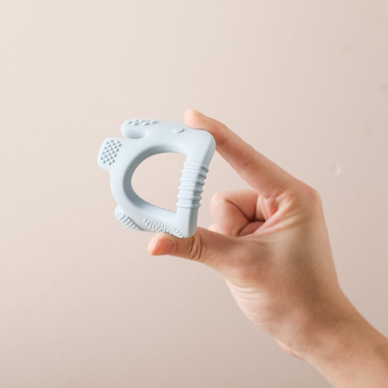 1PC Food Grade Baby Silicone Teether Elephant Shape Wooden Ring Teething Toys BPA Free Infant Chewing Nursing Teething Gifts Toy