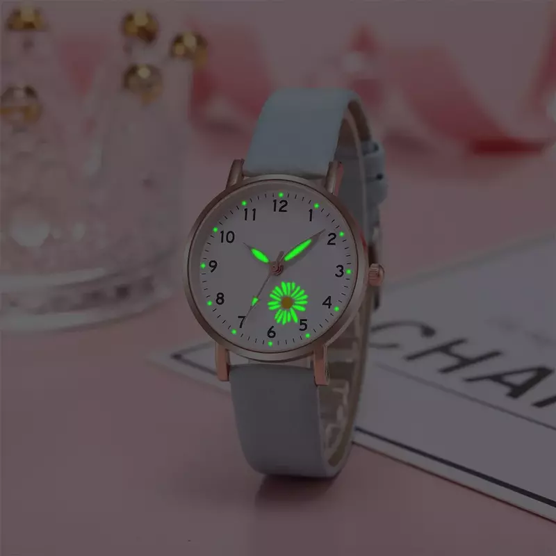 Jam tangan wanita trendi jam tangan Quartz wanita tali kulit kasual jam tangan wanita bercahaya jam tangan wanita sederhana