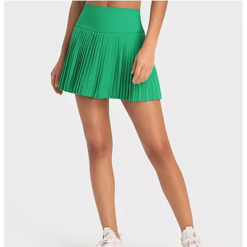 Wiosenna i letnia nowa damska spódnica sportowa z wysokim stanem, elastyczna, szybkoschnąca plisowana spódnica do tenisa golfowa