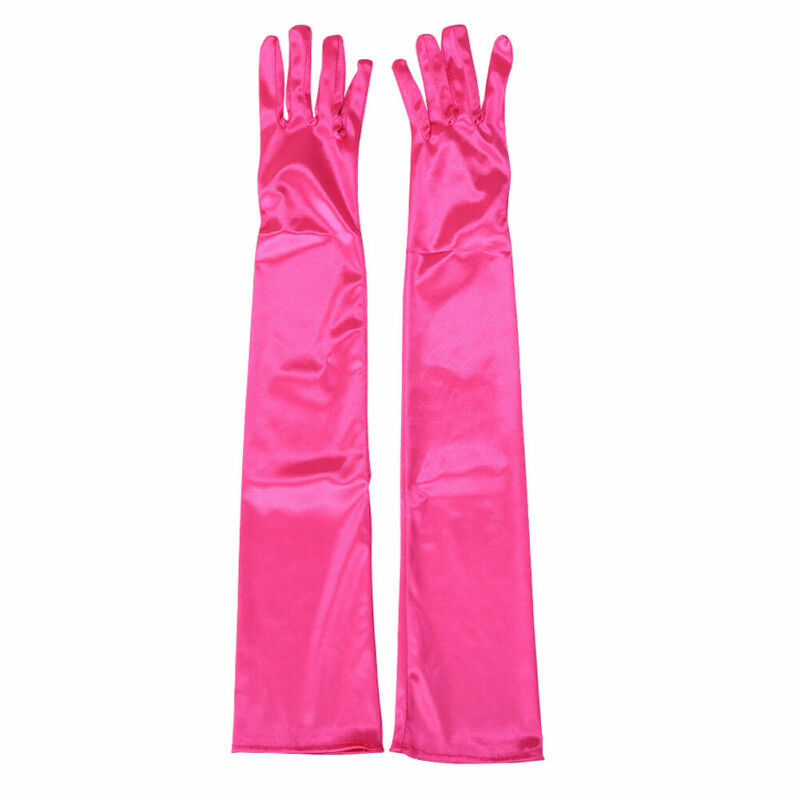 Женские вечерние деловые перчатки 2024, однотонные атласные Длинные Варежки с пальцами, перчатки для передних отверстий, красного, белого и розового цвета