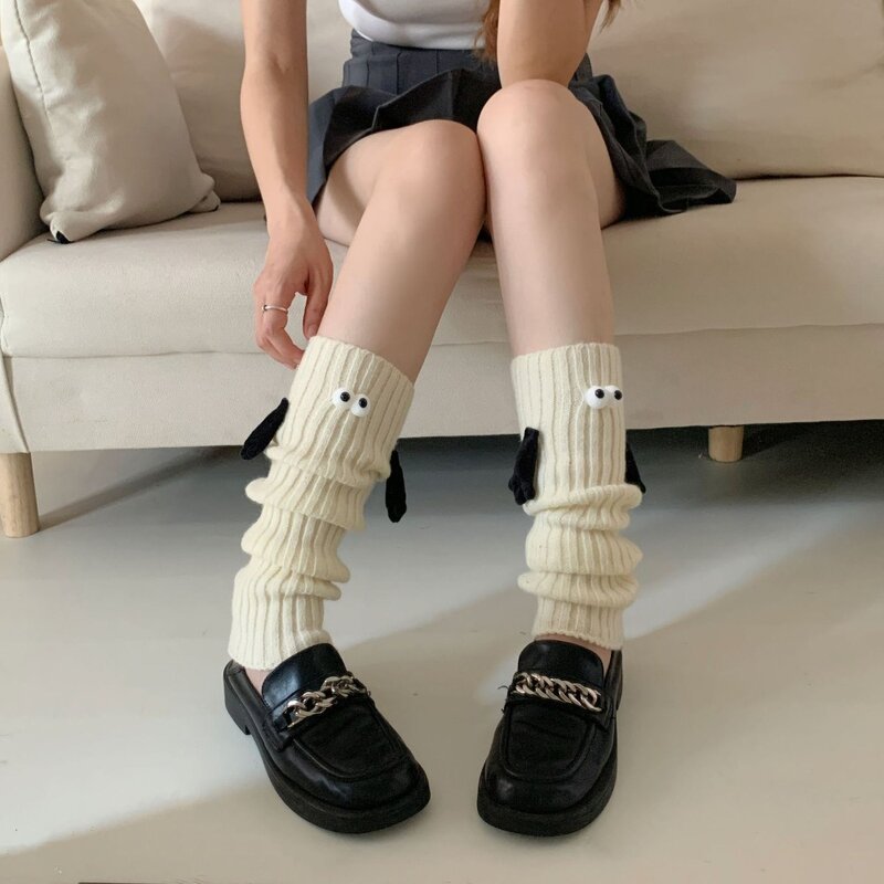 Чулки для рук и ног двойного назначения, стильные эластичные однотонные вязаные перчатки, хлопковые аксессуары, вязаные длинные носки для женщин