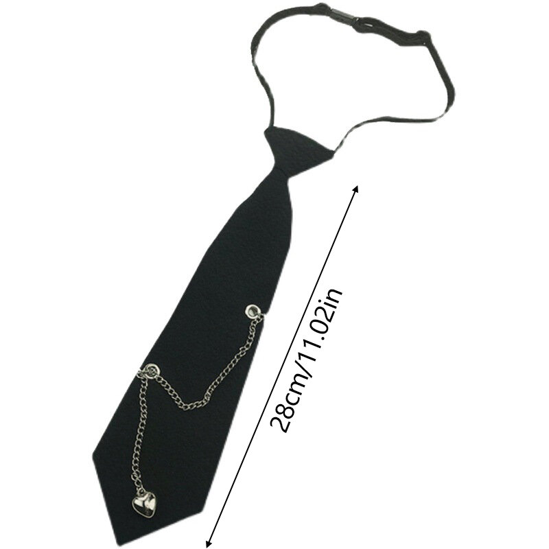 Unisex JK Black Perforated Chain Necktie Lazy Shirt Decoration Heart Bow Necktie Fashion Accessories