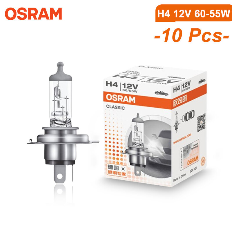 OSRAM Original Headlight CLASSIC H1 H4 H3 H7 12V 55W 60W 100W Auto White Light Fog Lamp Car Halogen Bulb OEM Quality (10 PCS)