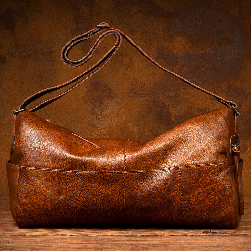 Men Genuine Leather Carry On Bags Weekend Shoulder Overnight Travel Bags male handbag casual shoulder luggage bag fitness bag