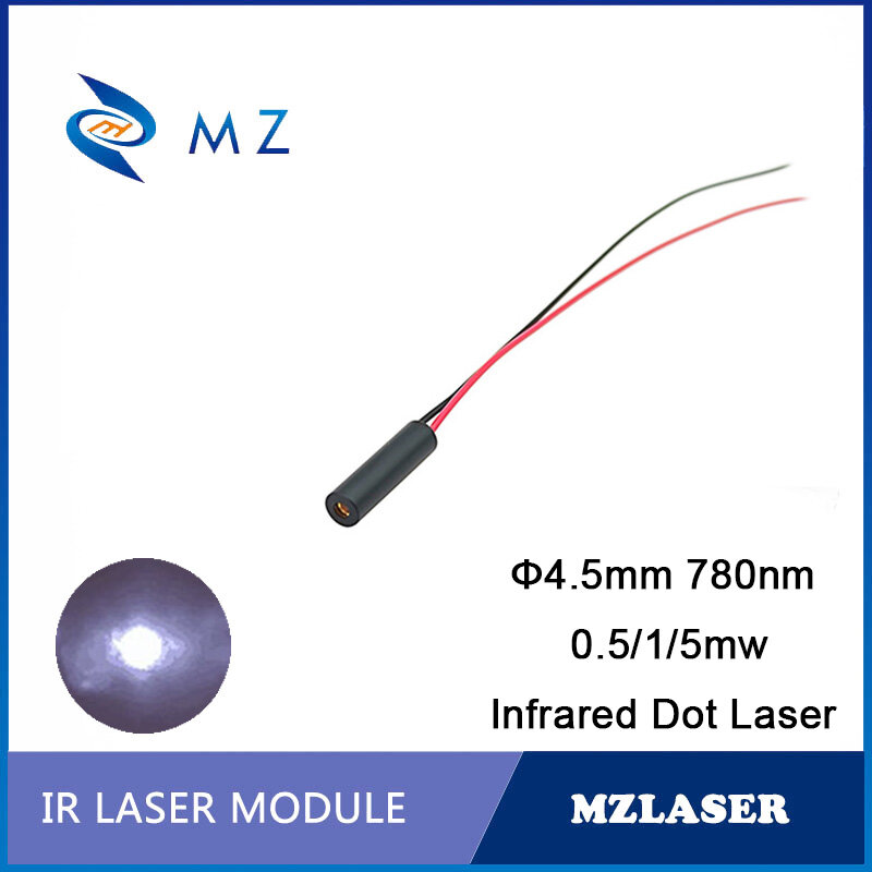 وحدة صمام ثنائي ليزر نقطة بالأشعة تحت الحمراء 780nm 0.5/1/5mW درجة صناعية عالية الجودة صغيرة D4.5mm الفئة الثانية ~ iii