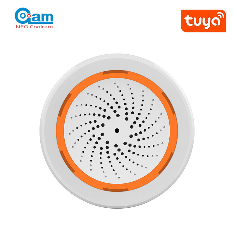 Coolcam-alarma de sirena inteligente Tuya Zigbee para seguridad del hogar, con alertas estroboscópicas, compatible con Cable USB, funciona con Hub inteligente TUYA