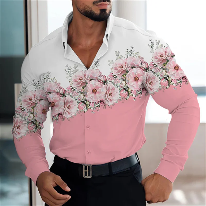 Camisa de manga larga para hombre, camisa con estampado de botones, diseño de ropa de gran tamaño, cómoda, S-6XL de verano