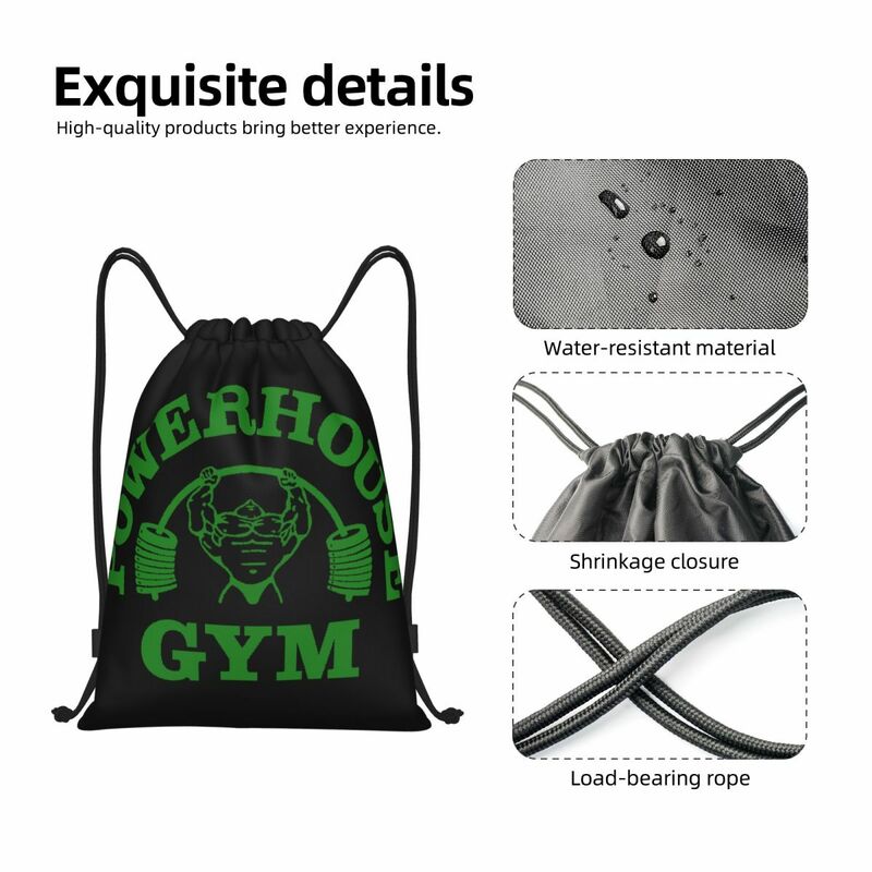 Mochila de cordão Green Powerhouse Gym, Sports Gym Bag para homens e mulheres, Fitness Building Muscle Training Sackpack
