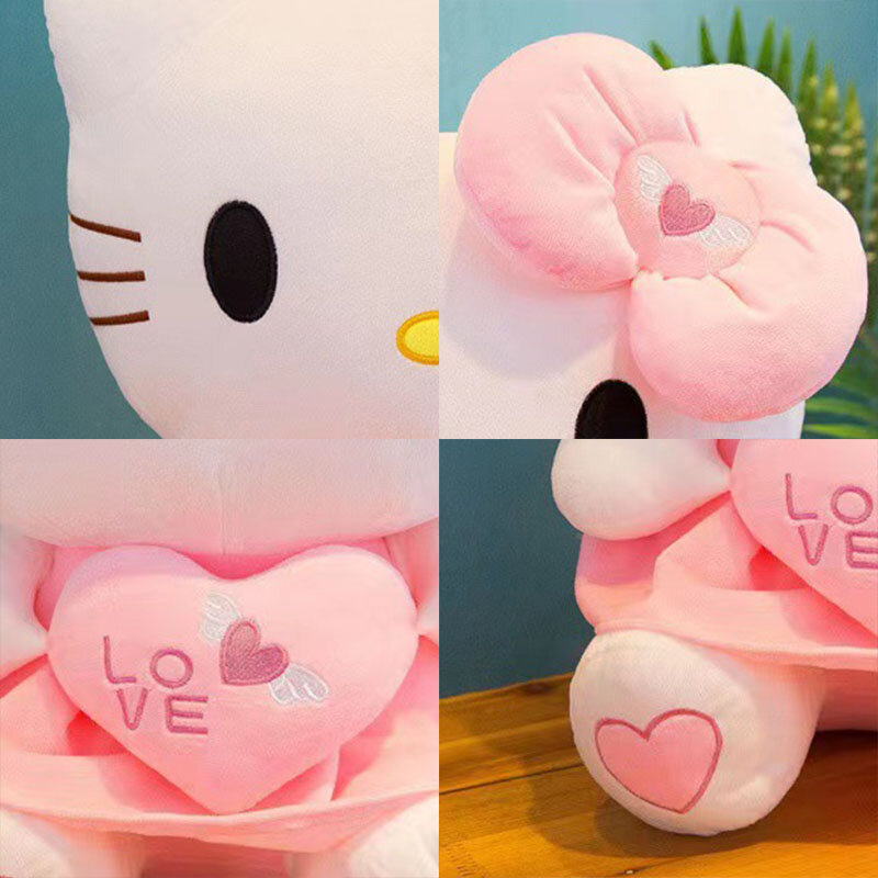 Sanrio-juguetes de peluche de Hello Kitty para niños y niñas, muñeco de peluche de gato KT de dibujos animados, almohada de Anime de peluche suave, regalos de cumpleaños, 24-55cm