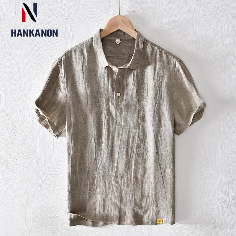 2024 Высококачественная Мужская рубашка с коротким рукавом, изготовлена из 100% дышащего льна, идеально подходит для потоотделения летом.