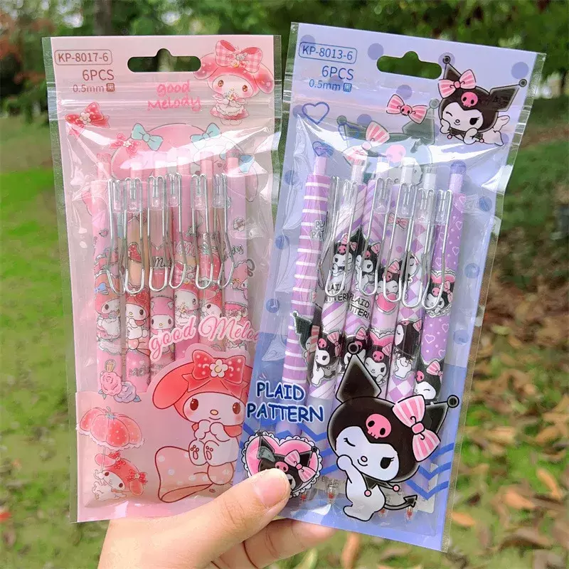 New Sanrio Anime Neutral Pen Kawaii Mymelody Kuromi Pachacco Student Cartoon Hook Press Pen Children's Stationery Gift