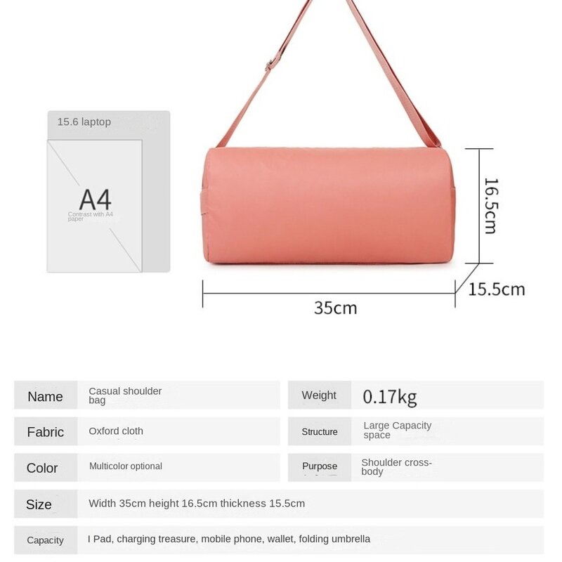 Bolso de nailon de gran capacidad para mujer, bolsa de hombro, informal, de Fitness, Color sólido