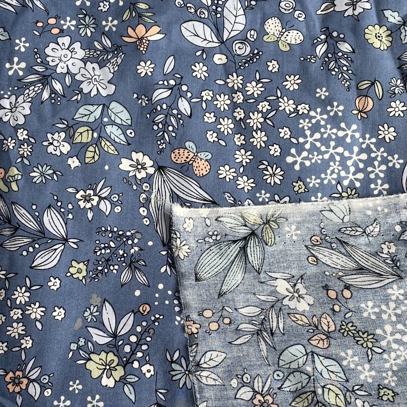 Weed Rain Blue Floral Plants 100% algodón popelina Original Impresión Digital telas usadas para coser diseñador falda hecha a mano DYl