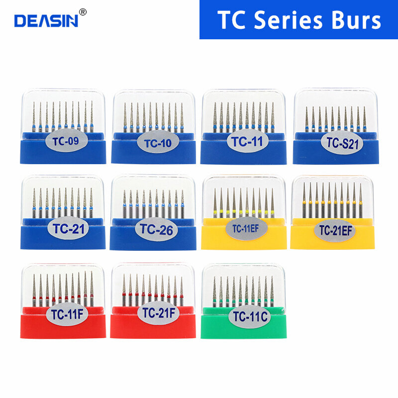 10pcs/Box Dental Diamond Burs Drill Dia-burs for High Speed Handpiece Polishing Tools TC-11F TC-11