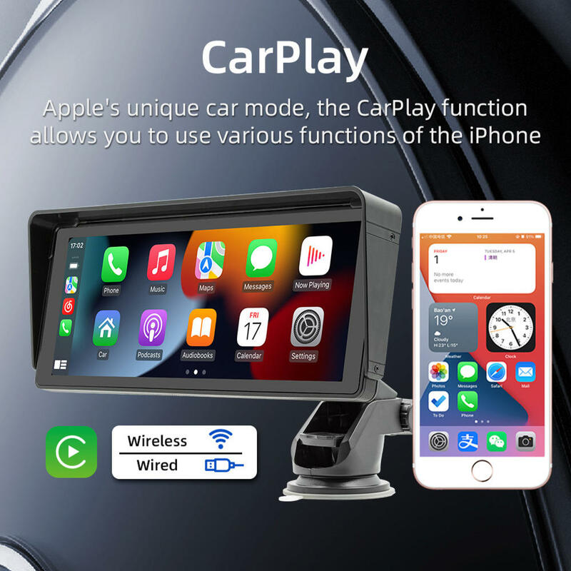 Lecteur de voiture sans fil portable, CarPlay, Android Auto, Stéréo, Radio FM, BT, USB, TF, Écran tactile, Limitation, IPS, 10.26"