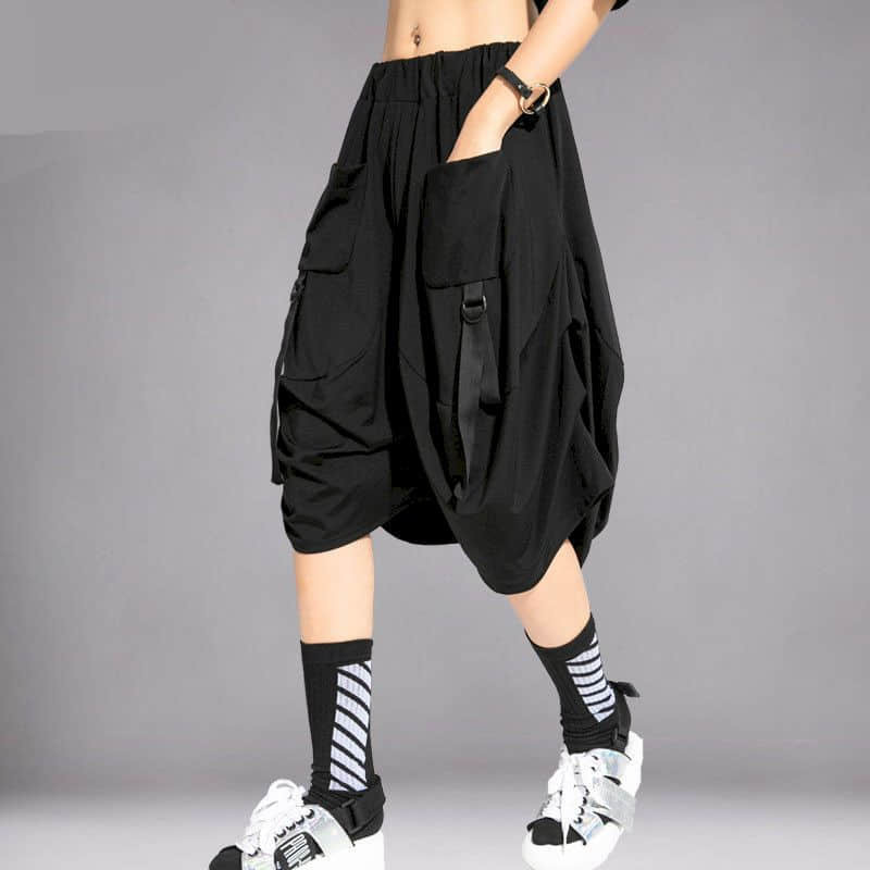Five-point Cross Pants Shorts Women Summer Large Size Elastic Waist Casual Trousers Women Vintage Loose Korean Style Harem Pants