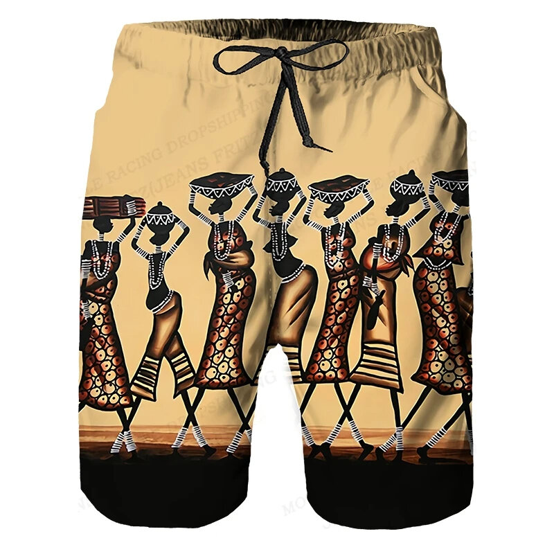 Afrikanisches Wandbild Harajuku Männer Strands horts Sommer Hawaii Urlaub Surfbrett Shorts schnell trocknen Trunks Casual Sportswear Eis Shorts