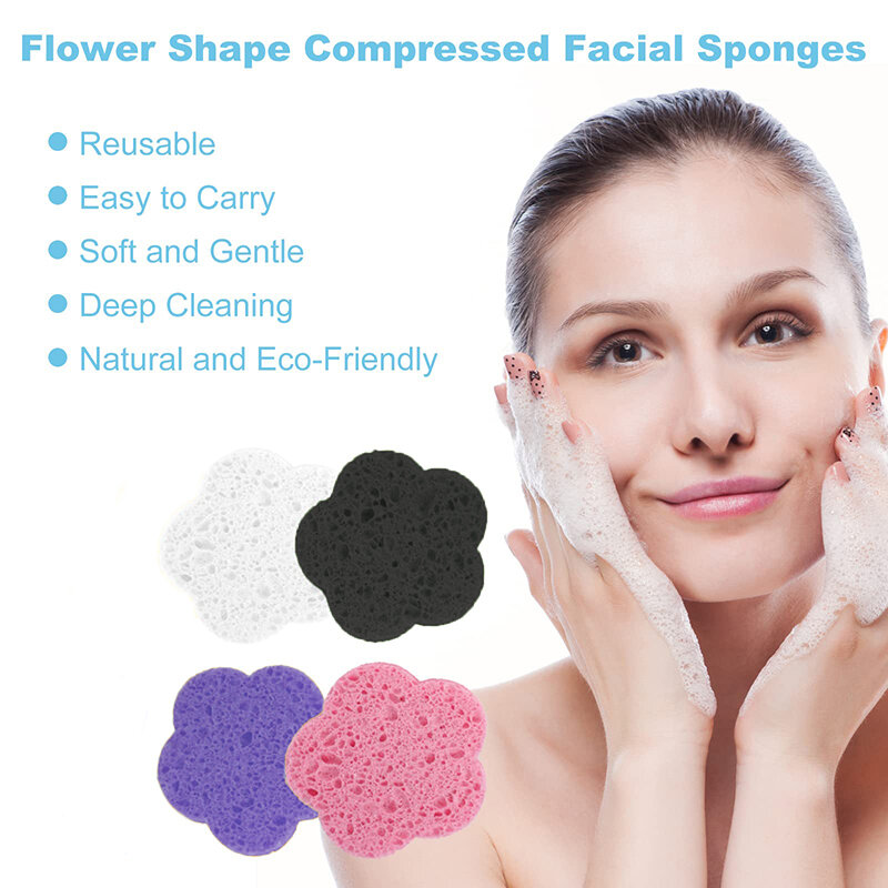 Reutilizável Face Cleaning Sponge Pad, Máscara Esfoliante, Facial Spa Massage, Remoção de Maquiagem, Compressa Mais Espessa, Celulose Natural, 20Pcs