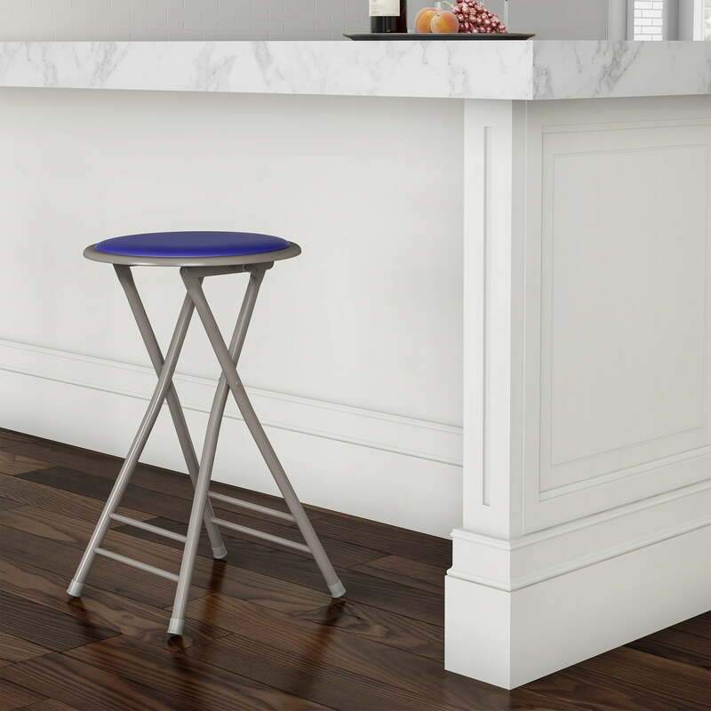 24" Counter Height Stool Royal Color Kitchen Heavy-Duty Folding Bar Chairs