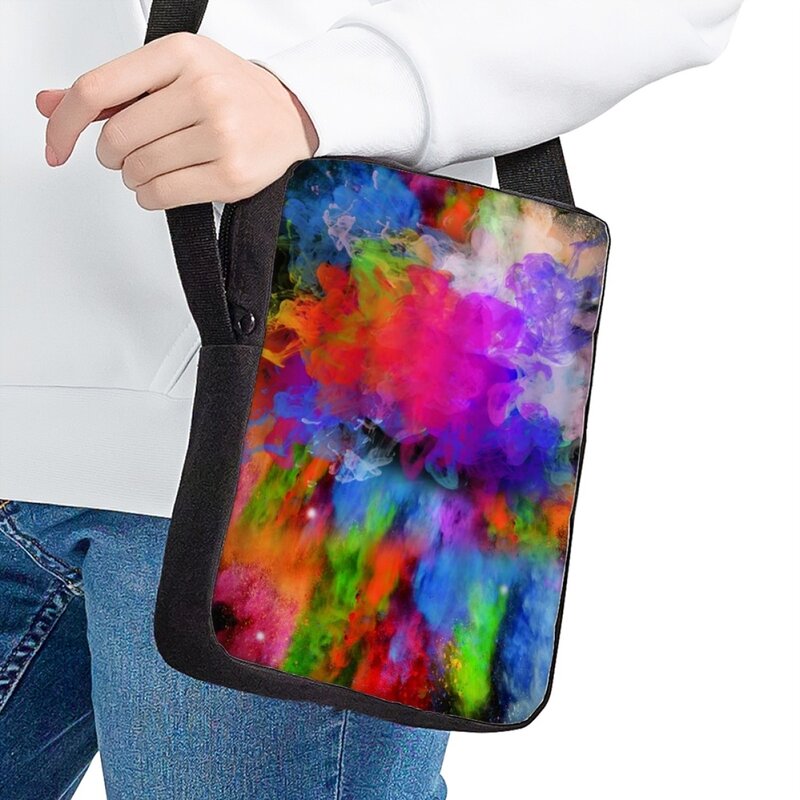Jackherelook-Bolsa de mensajero con estampado colorido de arcoíris para niños y niñas, bolsos cruzados de ocio, bolsas de compras de viaje