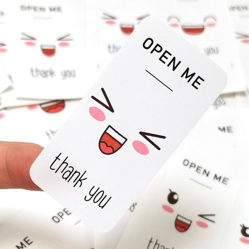 20-100pcs Thank You Decoration Rectangle Stickers Seal Labels For Business Packaging Gifts Stickers OPEN ME STICKERS 3*6cm