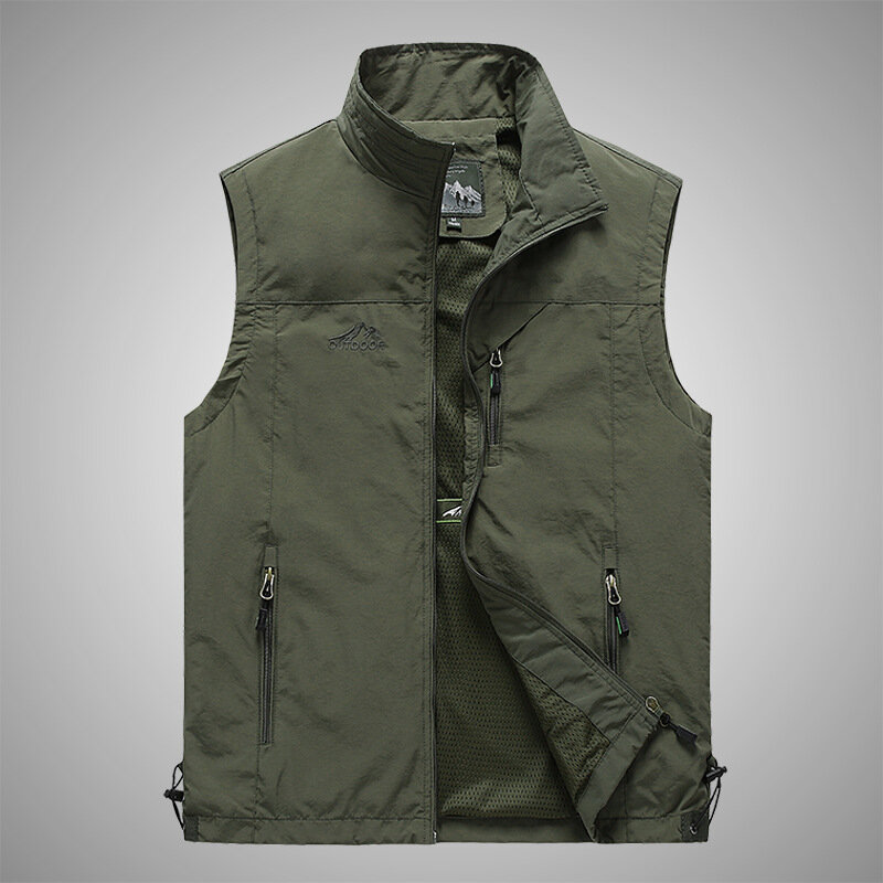 Autumn Men Waistcoat Outdoor Leisure Solid Color Vest Young Middle-aged Photography Fishing Casual Vest Jacket Male2024New