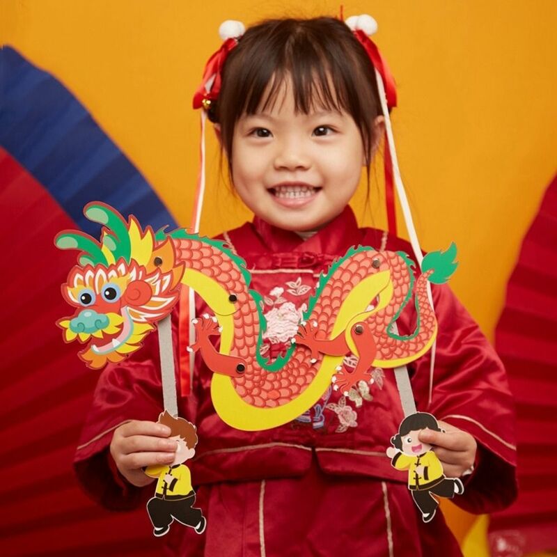 DIY chiński noworoczny smok ręcznie robiony tradycyjny smok kulturowy materiał do pakowania delikatnego papieru edukacyjnego na prezent