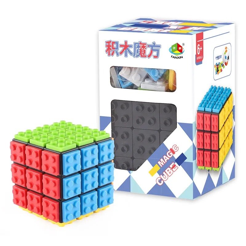 FanXin mainan balok pembangunan edukasi anak-anak, seri DIY kubus ajaib klasik Cubo Magico mencerahkan blok bangunan untuk hadiah anak-anak 3x3x3