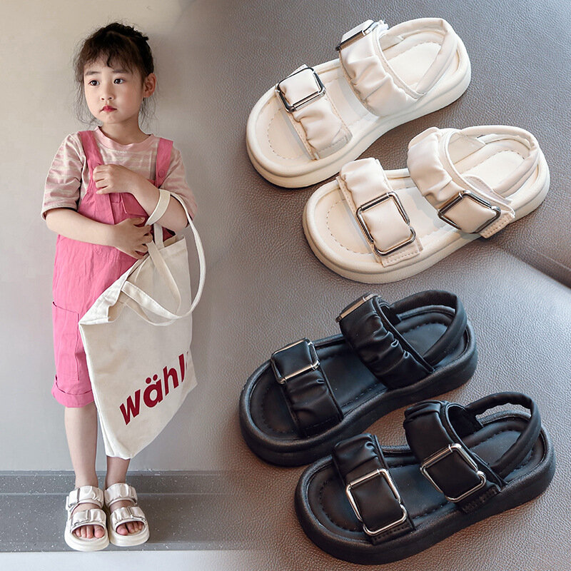 Girls Sandals 2023 Summer New Children's Sandals Girls Princess Shoes Soft Sole Anti slip Beach Shoes Size 26-37