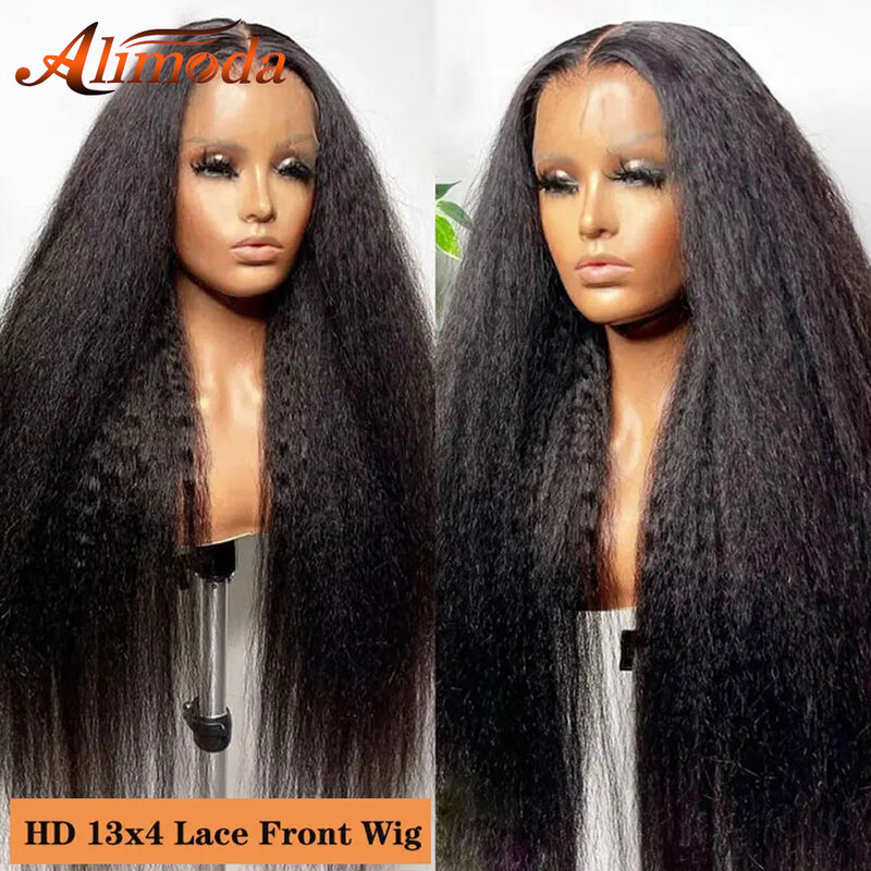Kinky Straight 13x4 Lace Front Wigs Human Hair 13x6 HD Lace Frontal Wig Natural Hairline Yaki Wig Glueless 5x5 Lace Closure Wigs