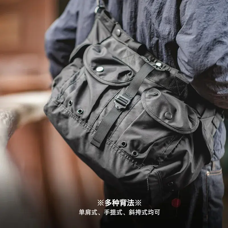 Maden Large Capacity Crossbody Shoulder Bag Handheld Computer Messenger Bag Black Male Handbag Hiking Backpack Travel Satchel