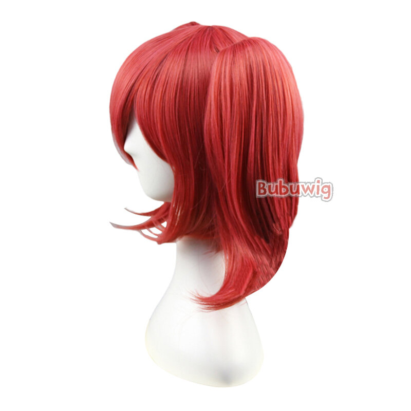 Bubuwig włosy syntetyczne Lovelive! Rubinowa Kurosawa czerwona kucyk peruka 35cm średniej długości prosta na imprezę Cosplay peruki żaroodporne