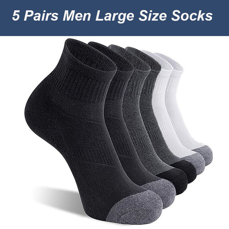 5 Pairs Large Size Men Back Sports Socks High Quality Autumn Comfortable Breathable Odorproof Wear-resistant Basketball Socks