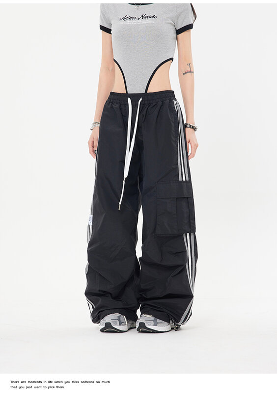 Y2K kobiety Streetwear Techwear Vintage Cargo w koreańskim stylu oversize spodnie spadochronowe męskie spodnie dresowe szerokie nogawki spodnie do biegania ubrania