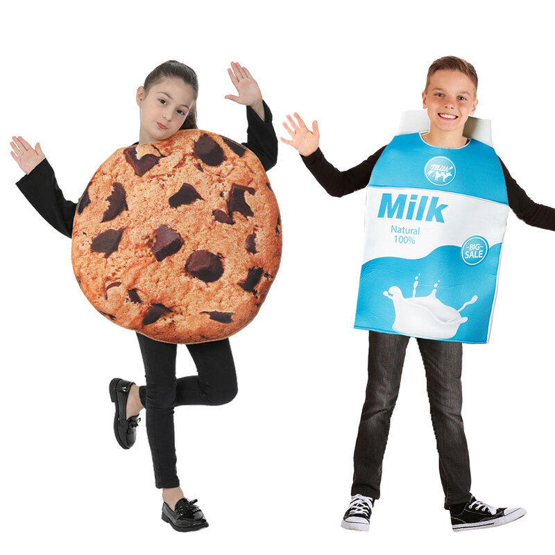 Nieuwe Halloween Paar Kostuum Melk Cookie Set Bar Party Stage Show Voedsel Kostuum