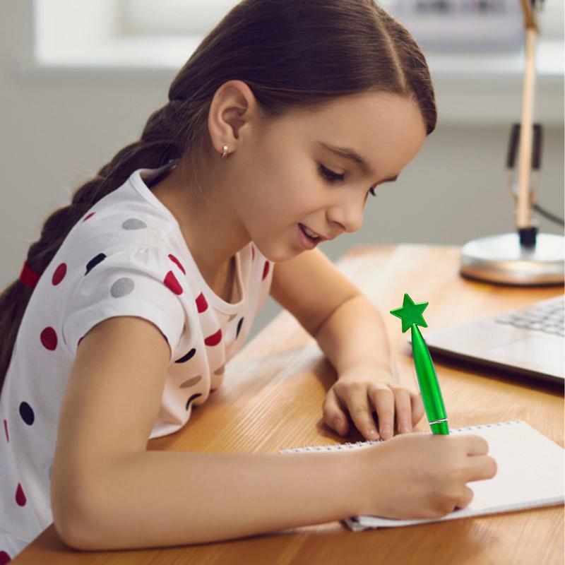 Скручивающаяся ручка, кавайная шариковая ручка в форме звезды, милые Звездные Письменные ручки с плавным потоком чернил и яркими цветами для офиса и школы