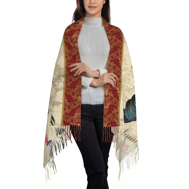 Винтажная открытка с петухом Женская шаль шарф модный шарф