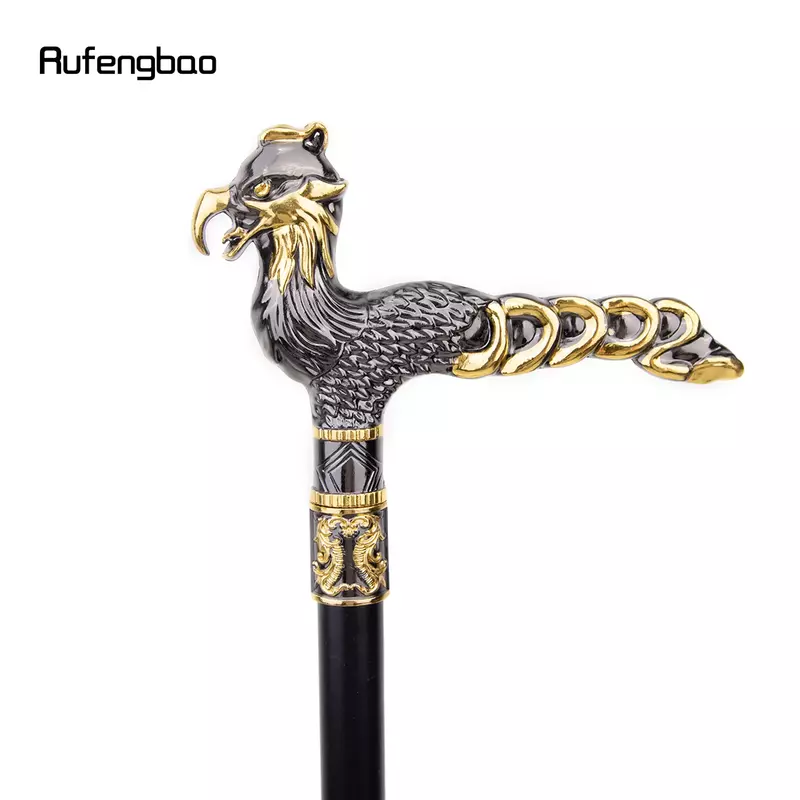 Gold Black Bird Walking Cane Fashion Decorative Walking Stick Gentleman Elegant Cosplay Cane Knob Crosier 93cm