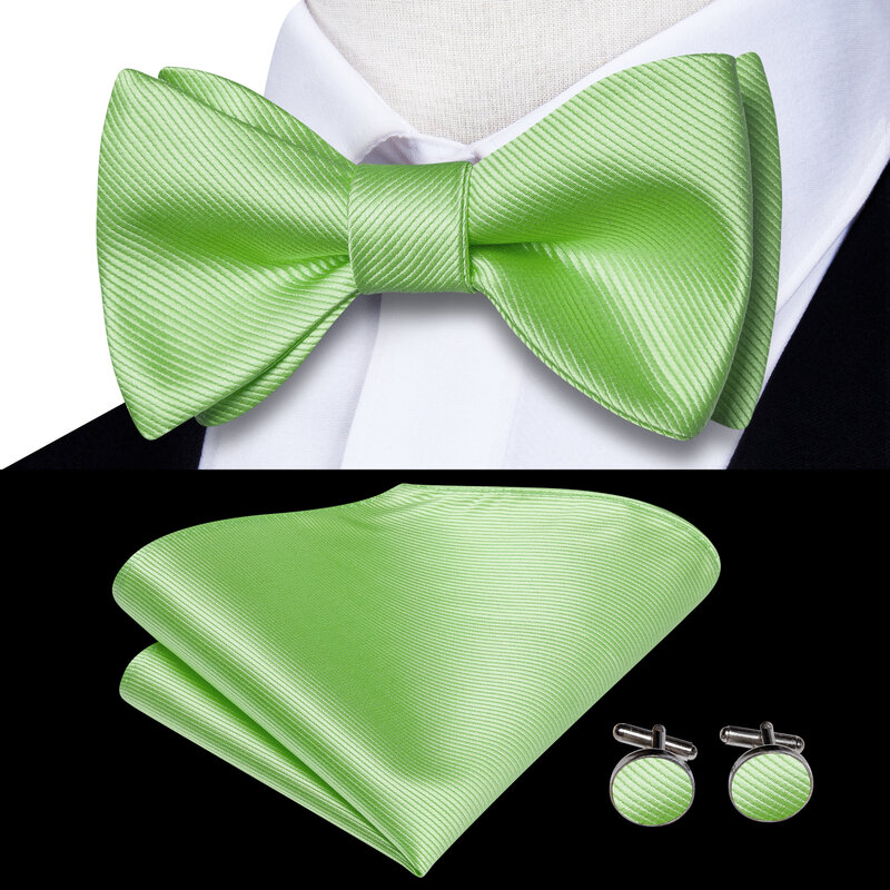 Hi-Tie-corbata de seda de alta calidad para hombre, conjunto de gemelos cuadrados de bolsillo, mariposa, Jacquard, Floral, Cachemira, pajarita de negocios para boda