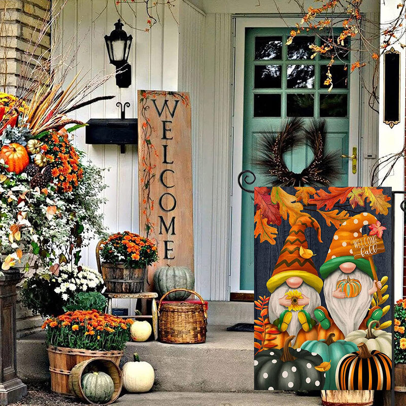 Abóbora maple folha padrão bandeira, dupla face impressa, bandeira do jardim, decoração de quintal, 1pc, outono