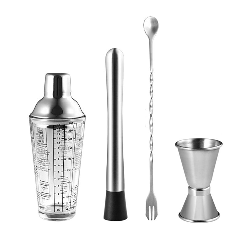 Cocktail Shaker Set Transparent Scale Bar Shakers Cup Wine Mixing Fruit Juice Cup Water Bottle Bartender Tools