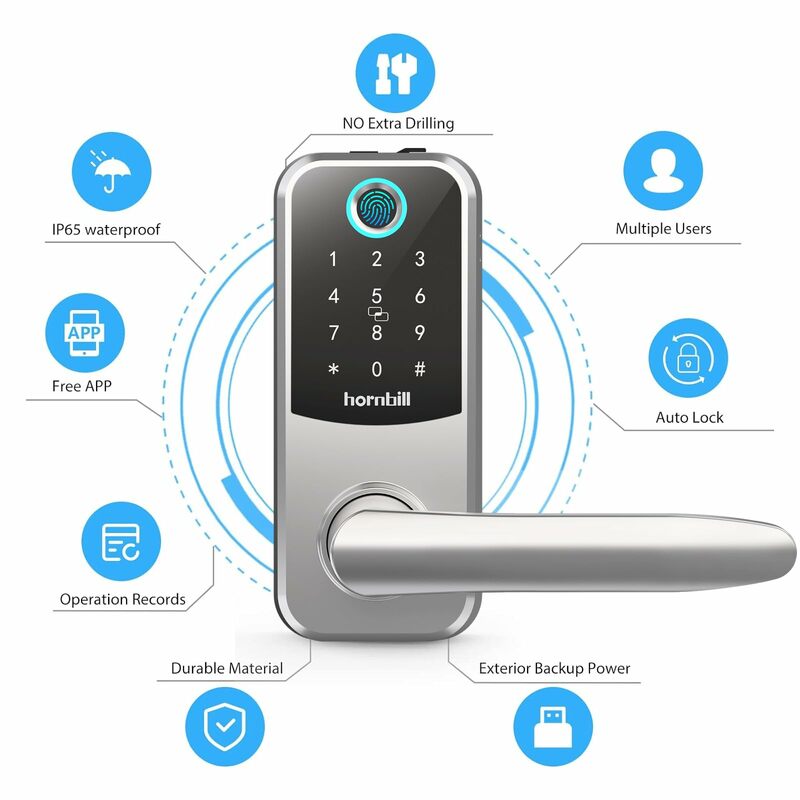 Monet Neushoornvogel Elektronische Slimme Deurslot Biometrische Vingerafdruk Sleutelloze Front Nachtschoot Sloten Wifi Remote Unlock Home Ic Kaart