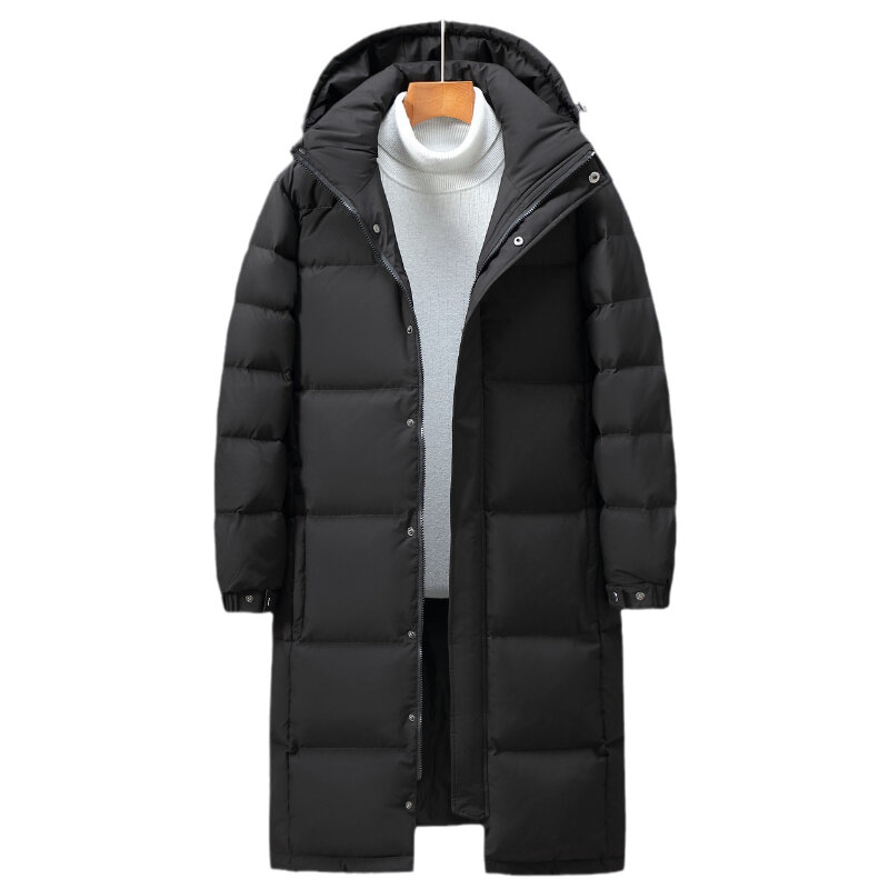 Длинное пальто до колена для мужчин, куртка из белого утиного пуха, молодежная одежда, модная, зима, 2023