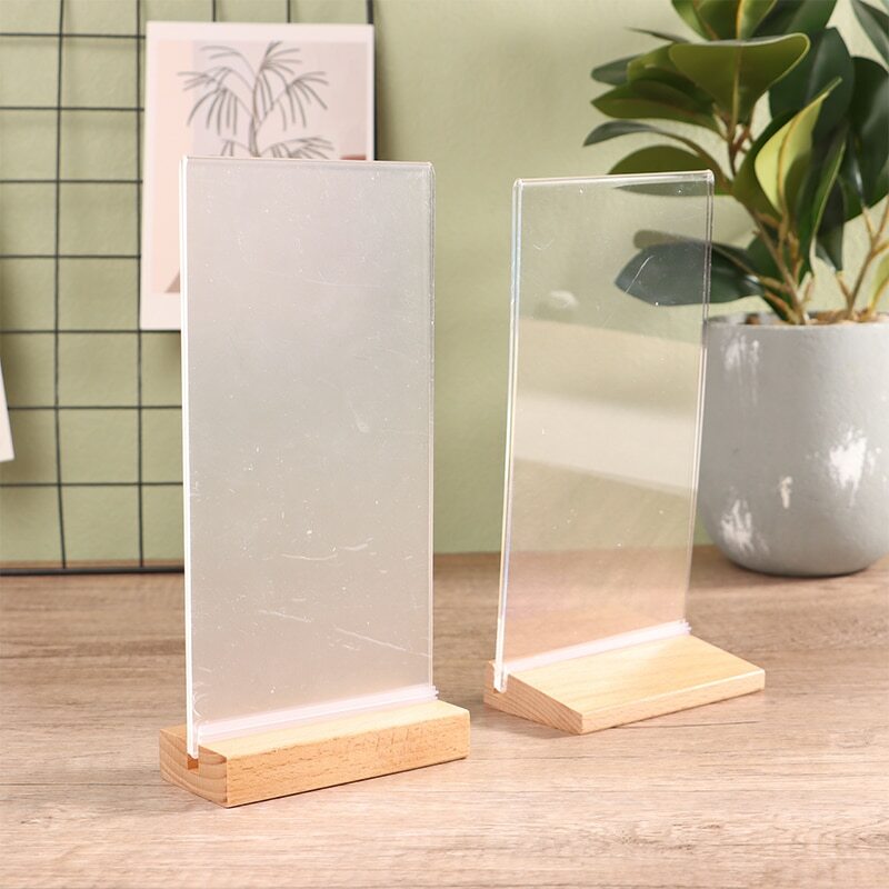 A4 Table Top Acrylic Sign Holder Display Stand Double Sided, Bottom Load, Portrait Style Menu Paper Ad Photo Picture Frame