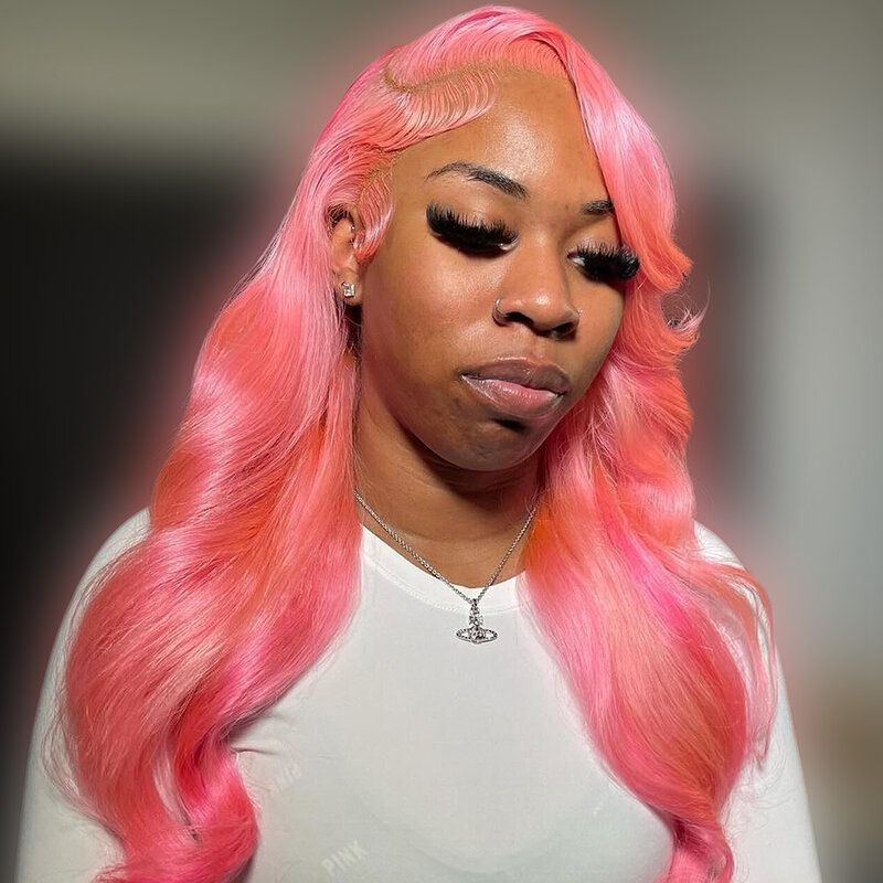 13x6 Hd Transparent Pink Lace Front Wig Human Hair Preplucked Brazilan Wig 13x4Body Wave Full Frontal 613 Colored Wigs For Women