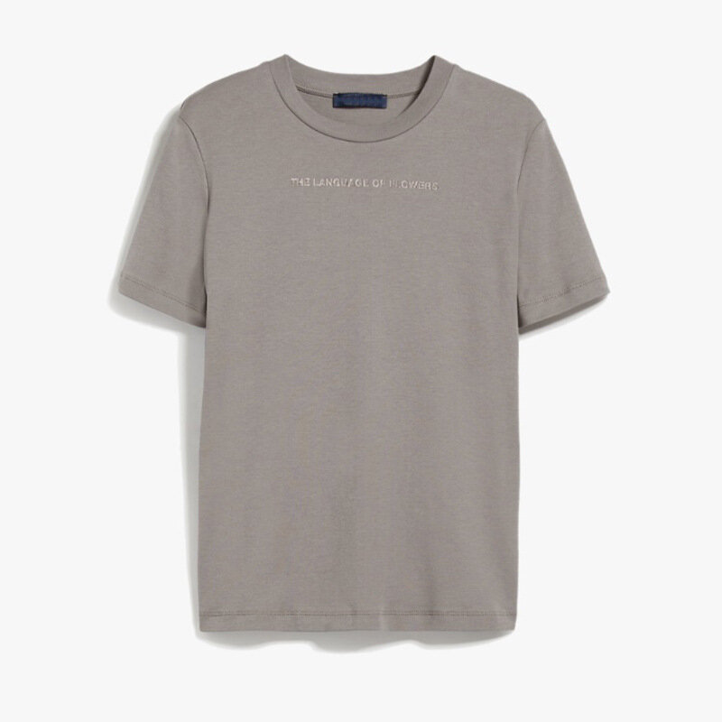 T-shirt manches courtes col rond femme, impression estampage à chaud lettre, coton grill double face, haute qualité, nouveau, 2024