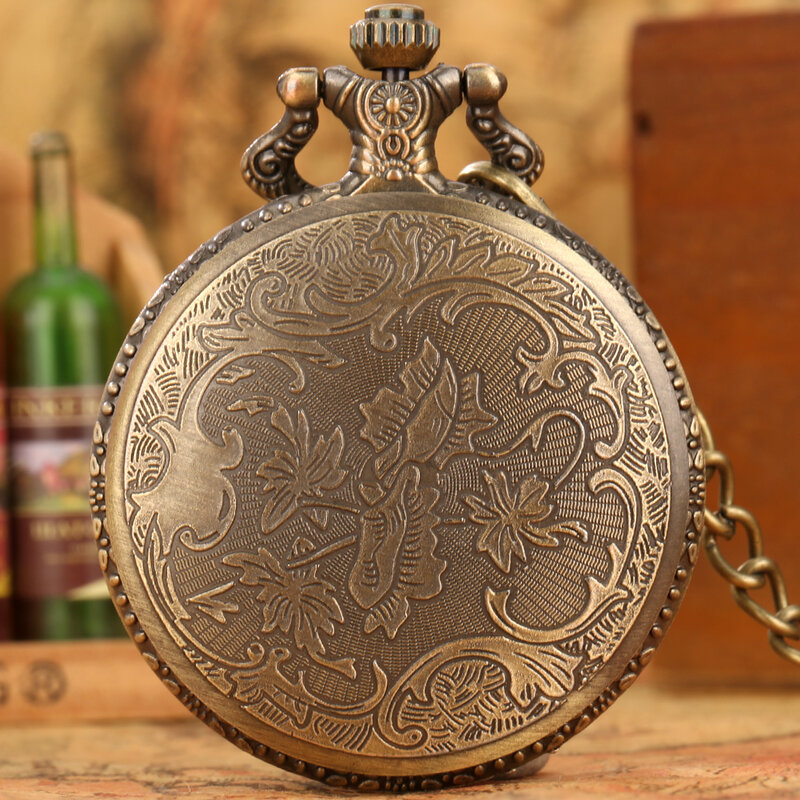 Reloj de bolsillo de cuarzo y bronce para hombre y mujer, pulsera de estilo antiguo con números árabes, esfera, collar, cadena colgante, estilo Punk y Vintage, regalo para niños