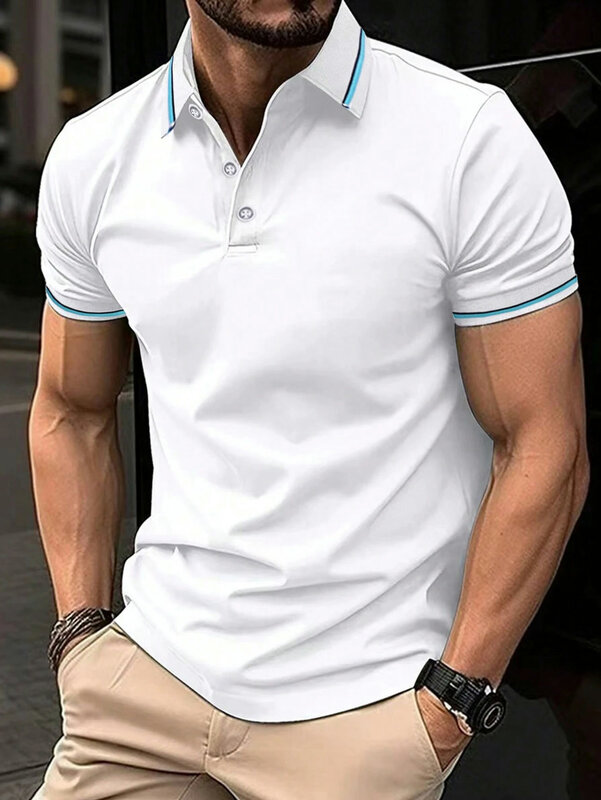 Camisa polo respirável de manga curta masculina, camiseta confortável, camisa esportiva casual, verão, nova