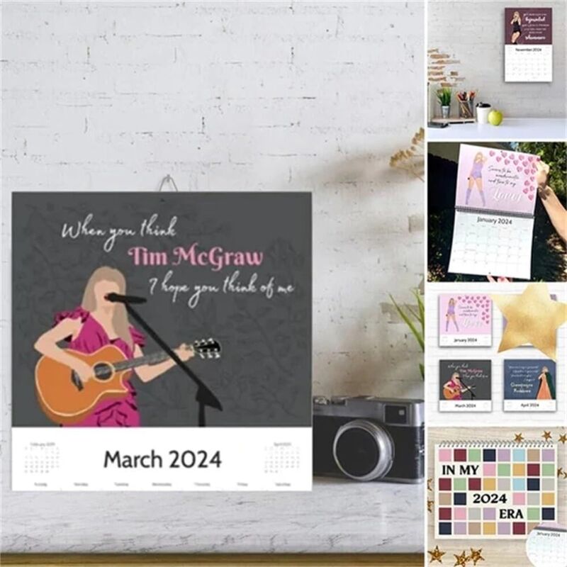Kalendarz wycieczek 2024 epok okładka albumu kalendarz plakatowy wieszany na płótnie estetyczny kalendarz ścienny dekoracja domu na ścianę prezent dla fanów