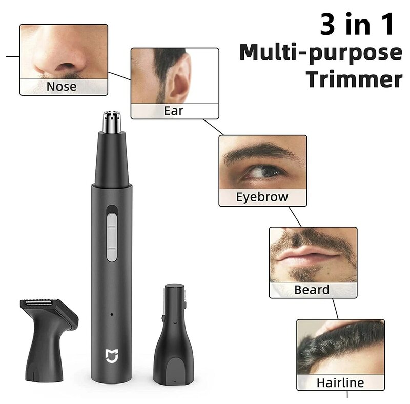 ¡Nuevo! Xiaomi Mijia-cortadora de pelo eléctrica 3 en 1 para hombre, indolora afeitadora recargable para la nariz, patillas, cejas y barba